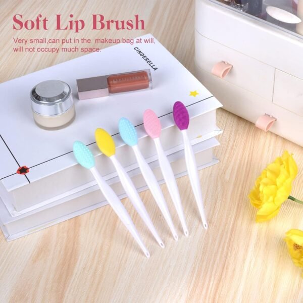 5 Pcs Lip Scrub Brush,Lip Scrubber Exfoliator,Double-Sided Silicone Lip Brush Tool for Men Women Lip Lightening, Lip Exfoliator Scrubber Tool for Dark Lips