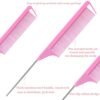 71DiSD18YvL._SL1500_.jpg Hair Styling Tool Set 8 Pieces -4 Topsy hair Tail Tools 2 Rat Tail Combs, 1 Slick Back Hair Bristle Brush and 1 Edge Control Brush, Woman Girl Pink