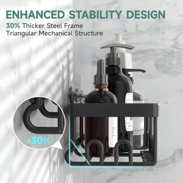 Veken Stainless Steel Shower Caddy 6-Pack, No Drilling & Rustproof, Waterproof Adhesive Shelves Rack with Soap Holder, Large Capacity Bathroom Organizers and Storage, Wall-Mounted Kitchen & Home Decor