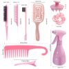 71DkVVzYjcL._SL1500_.jpg DUAIU Hair Brush Set, 12PCS Brushes and Combs for Women, Vented Deangler Brush, Slick Back Brush, Wide Tooth Comb, Spray Bottles, Styling Tools (PINK)