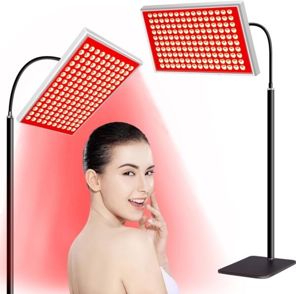Red Light Therapy for Body and Face & Infrared Light Therapy Lamp - 150pcs 660nm Red + 150pcs 850nm Near-Infrared LED Panel with Adjustable Stand, Clinical Grade Home Skin and Muscle Support Device
