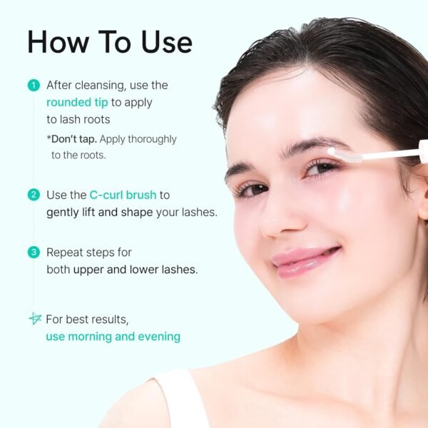 Korean Eyelash Growth Serum | Hyaluronic Acid, Biotin, Centella, Peptides | Nourishes & Strengthens Lashes | Vegan Prostaglandin Free & Non Irritating | 0.3 fl oz