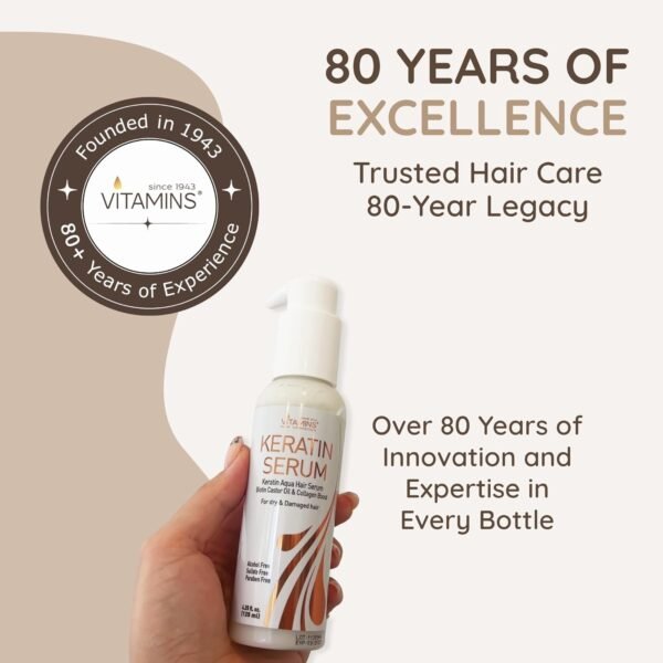 VITAMINS hair cosmetics Keratin Protein Hair Serum - Anti Frizz Control Hair Oil Repair Treatment - Gloss Shine & Heat Protectant for Frizzy Dry Damaged Locks