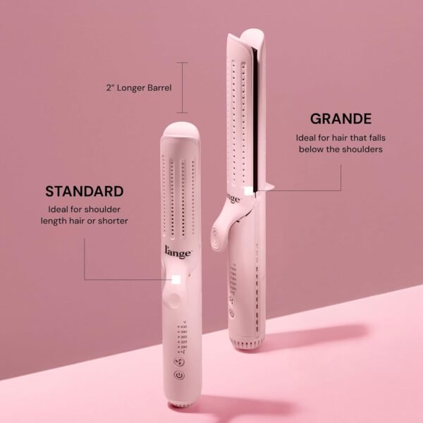 L'ANGE HAIR Le Duo Grande 360° Airflow Styler | 2-in-1 Curling Wand & Titanium Flat Iron Professional Hair Straightener and Curler with Cooling Air Vents to Lock in Style | Adjustable Temp (Blush)