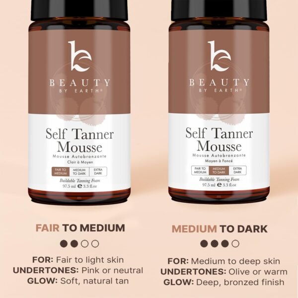 Self Tanner Mousse - USA Made with Natural & Organic Ingredients, Self Tanning Mousse for Dark Fake Tan, Sunless Tanner, Clear & Non Toxic Tanning Foam for Streak Free Finish & Natural Glow