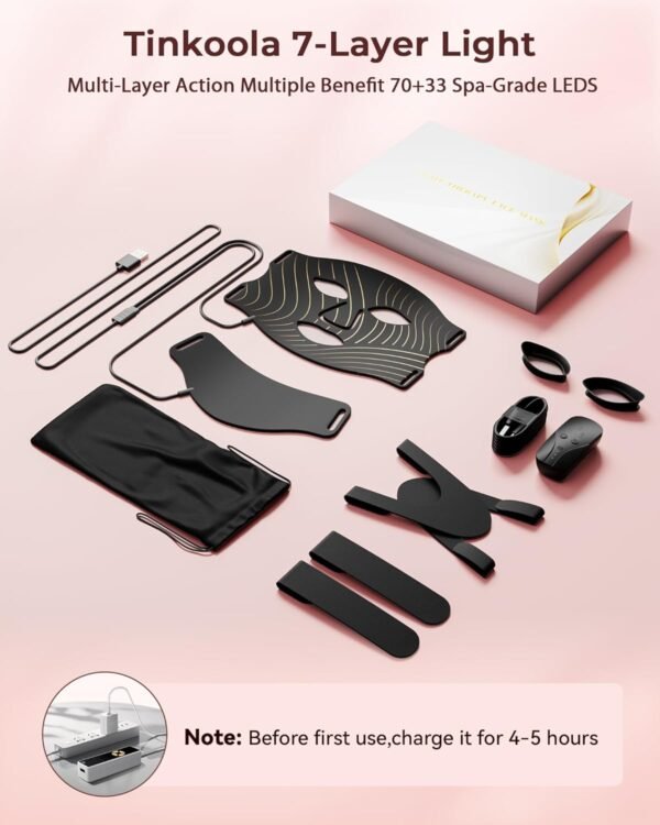 Red Light Therapy for Face,LED Face Mask Light Therapy,LEDs Face Mask & Neck Mask Red Wavelength,Rechargeable Ergonomic Design for True Skincare at Home (Black)