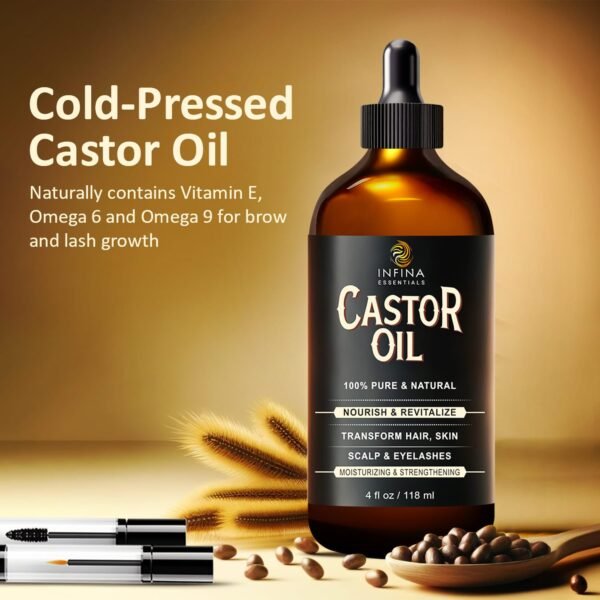 71EoyRUFIwL._SL1500_.jpg Pure Cold Pressed Hexane-Free Castor Oil - Glass Bottle for Hair Growth, Face, Scalp, Skin & Eyelashes - Nourishing & Moisturizing - 4 fl oz
