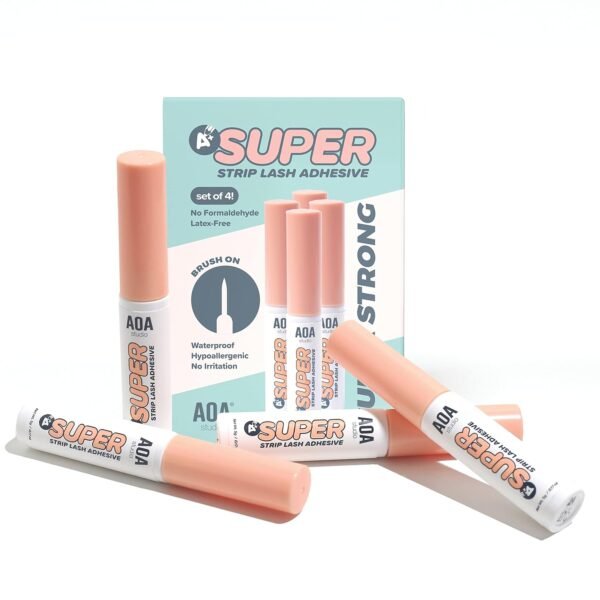 71F-dOxfTKL._SL1500_.jpg AOA Studio Eyelash Lash Glue Enhancers 4pcs Strip Lash Adhesive Strong Hold Water Proof Formula No Irritation Latex Free Long Lasing Quick Dry Eyelash Adhesive 0.17oz Each (4 Pack) (Clear)
