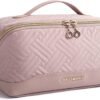 71F250bEQeL._AC_SL1500_.jpg BAGSMART Makeup Bag, Travel Cosmetic Bags Water-resistent Makeup Case for Women Portable Pouch Open Flat Make Up Organizer for Toiletries, Brushes, Pink