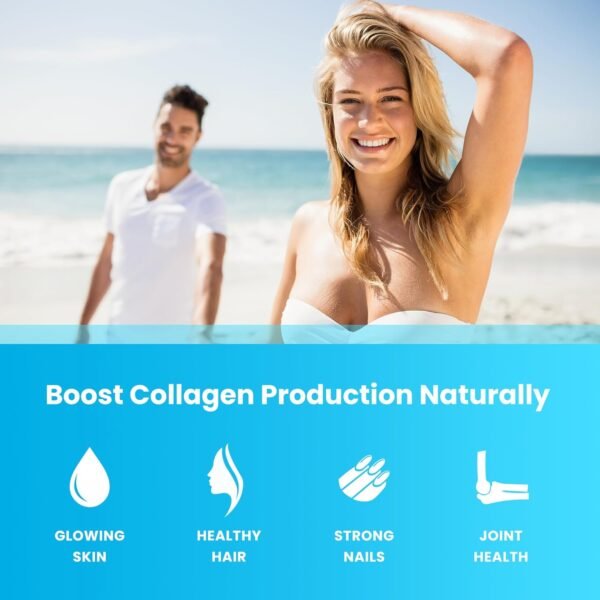 NutraChamps Collagen Boosting Gummies, Collagen Booster Gummy for Natural Collagen Production, Vegan Pectin Supplements Chews for Women & Men, 60 Peach Vitamins Gummies