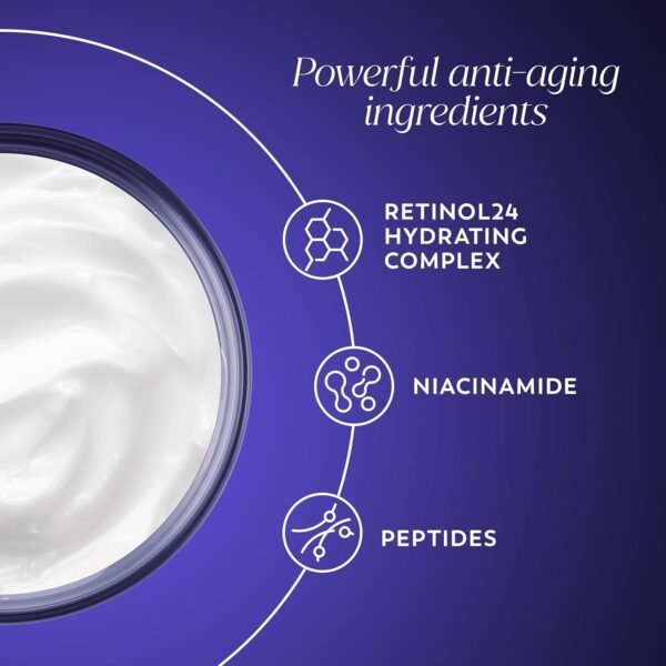 Olay Retinol Face Moisturizer, 24 MAX Anti-Aging Night Cream for Women, Fragrance-Free, Non Greasy - Anti-Wrinkle, Smooth Fine Lines, Tightening, Hydrating Skin Care - Peptides, Glycerin, 1.7 Oz