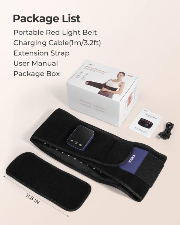 XASLA Red Light Therapy Belt, 660nm & 850nm Near Infrared Light Therapy for Body with Timer, 5000mAh Battery, Portable & Wearable, Red Light Therapy Wrap for Pain Relief, Improve Joint Inflammation
