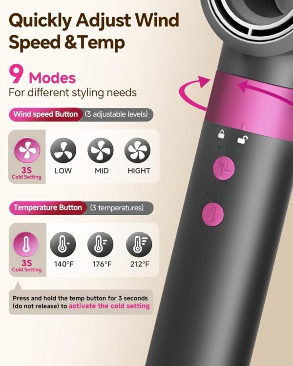 71FqvFCaxXL._AC_SL1500_.jpg 5 in 1 Hair Dryer Brush WindBlow Magic Styler, 110,000 RPM High-Speed Turbo Blow Dryer Brush, Professional 500 Million Negative Ionic Hair Dryer, Fast Drying for Curling Volumizing Air Styling