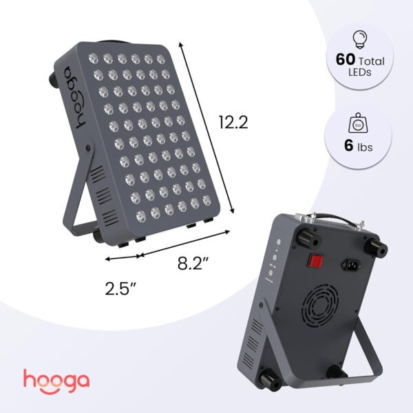 71FuLuuOPaL._AC_SL1500_.jpg Hooga Red Light Therapyfor Face & Body, 60 LEDs, 660nm Red 850nm Near Infrared with Timer for Pain Relief, Skin Health, Anti-Aging, Sleep, Energy & Recovery, Includes Hanging Kit & Handle - HG300