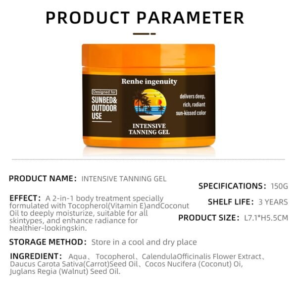 Luxury Intensive Tanning Gel, Natural Tanning Accelerator Cream Gel, for Sunbeds & Outdoor Sun (1pcs)