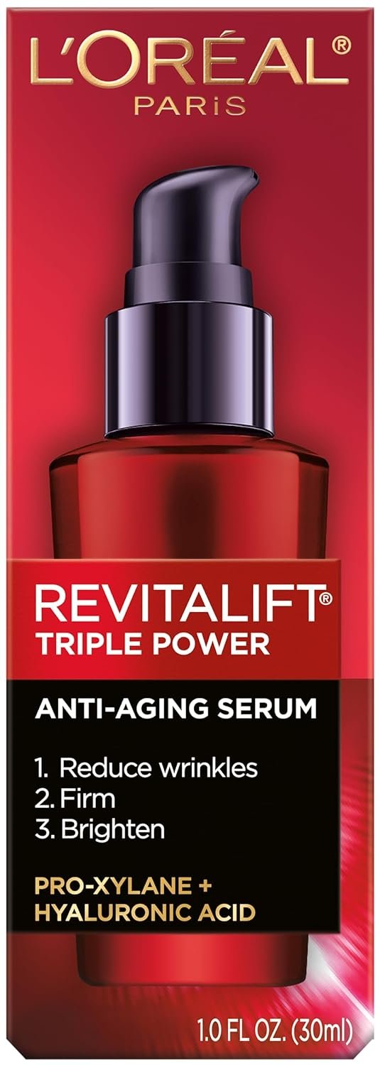 L'Oreal Paris Revitalift Triple Power Anti-Aging Concentrated Face Serum, Hyaluronic Acid and Pro-Xylane, Reduces Wrinkles 1 oz