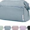 Narwey Wide-open Makeup Bag Women Make up Bag Travel Cosmetic Bag Organizer Toiletry Bag for Cosmetics Toiletries Accessories (Greyish Blue)