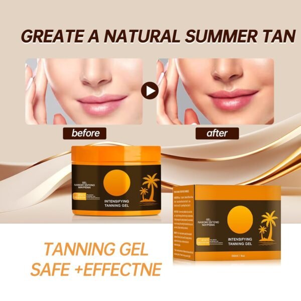 Intensive Tanning Gel, Natural Tanning Accelerator Cream Gel, Hydrating Natural Ingredients for Long Lasting Dark Tan(150g/5.29oz)