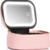 71GMx9K08oL._AC_SL1500_.jpg Small Makeup Bag Travel Train Case with Mirror and Light Mini Travel Make up for Women Train Case Cosmetic Organizer 3 Adjustable Brightness Toiletry Bag Portable Artist Storage