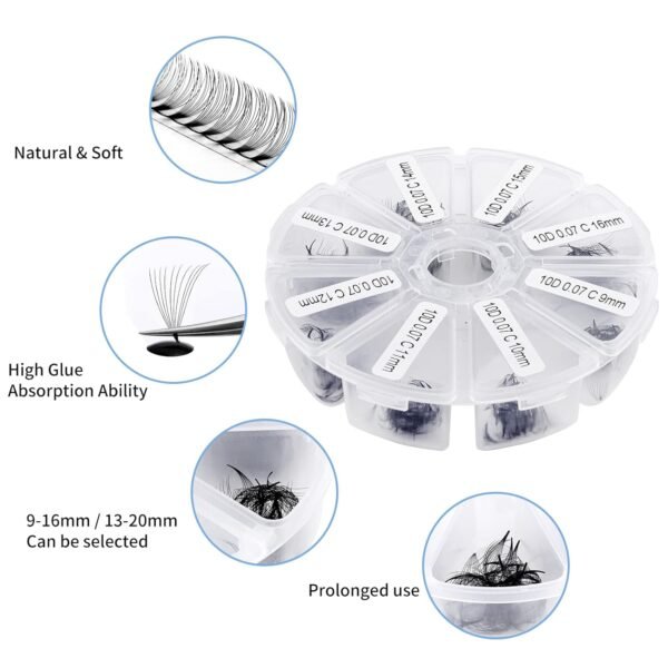 71GUGeE17UL._SL1500_.jpg Premade Fans Eyelash Extension 500 Fans Handmade Loose Volume Lashes Mutiple Options 10D Pre-made Fans 0.07mm Thickness C/D Curl 9-16mm/13-20mm Volume Eyelash Extensions by WENDYLASHES