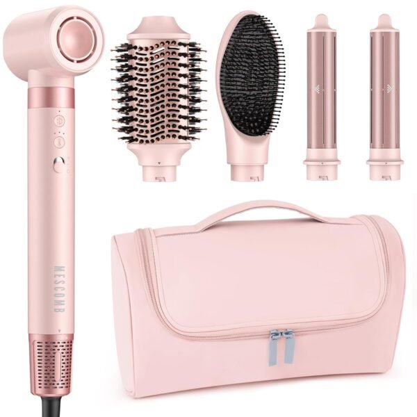 71GWVvuSsiL._SL1500_.jpg 5 in 1 Hair Dryer Brush – Fast Blow Dry & Curling Styling Tool for Frizz-Free Volume, Smooth Hair & No Heat Damage – Includes Travel Bag