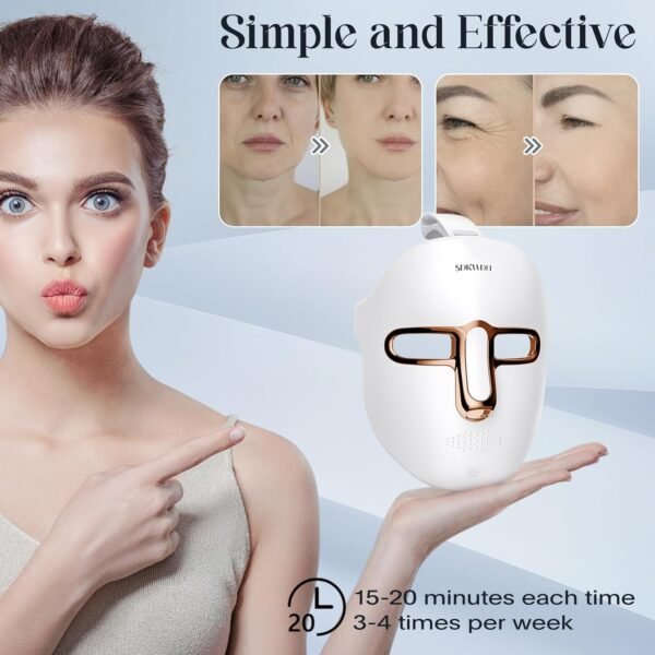 Red Light Therapy Mask for Face, Led Face Mask Light Therapy, 7 Colors LED Facial Skin Care at Home, Gold