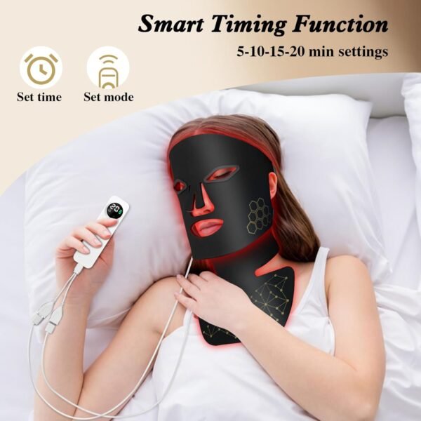 Red Light Therapy for Face and Neck, Infrared LED Mask Light Therapy 4 Light Waves with 850nm Near Infrared, Portable Rechargeable Red Light Therapy Mask Skincare Device for Facial Rejuvenation