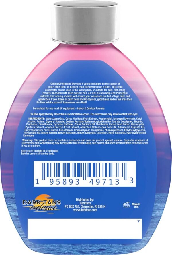 Somewhere On A Boat Tanning Lotion for Indoor Tanning Beds/Outdoor Sun Tan Dark Tanning Bed Lotion w/Coconut Oil, Pineapple & Shea Butter 13.5oz - White Lotion, NO Bronzer