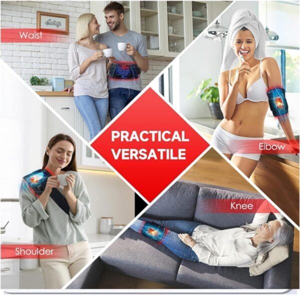 Rechargeable 60-Beads Red Light Therapy LED Pad, 5.5 X 11.8 Inch, Wearable 850nm & 660nm Infrared Belt for Neck Knee Body with Built-in 1500mAh Battery & Auto Timer