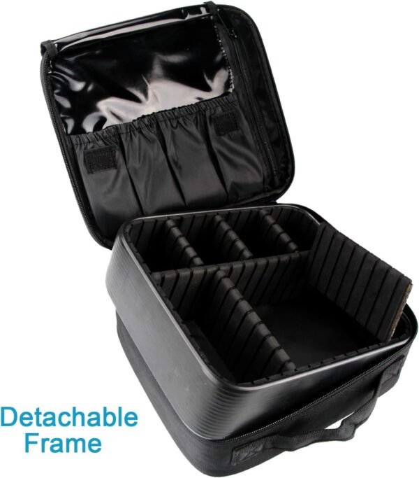 71H3S3s66qL._AC_SL1500_.jpg Relavel Travel Makeup Train Case Makeup Cosmetic Case Organizer Portable Artist Storage Bag with Adjustable Dividers for Cosmetics Makeup Brushes Toiletry Jewelry Digital Accessories Black
