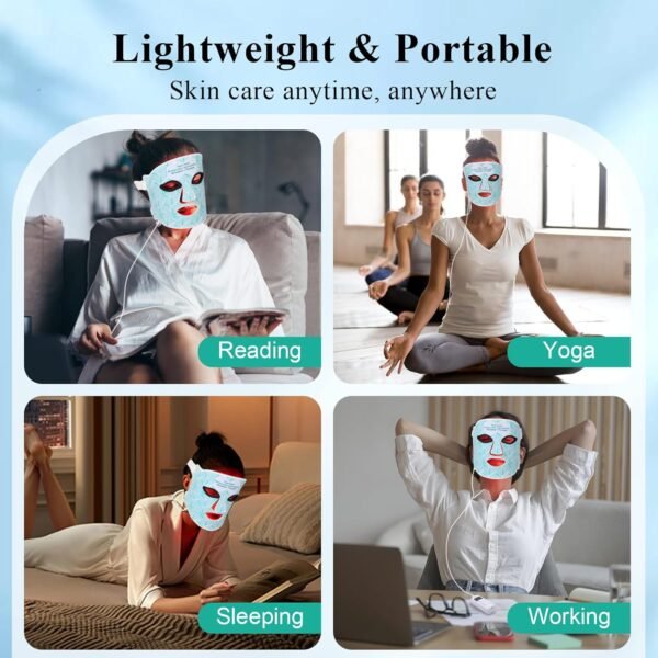 Red Light Therapy for Face, 7＋1 Colors LED Face Mask Light Therapy with 850NM Near-infrared, Portable Rechargeable Red Light Therapy Mask Skin Care Device at Home and Travel for Anti-Aging