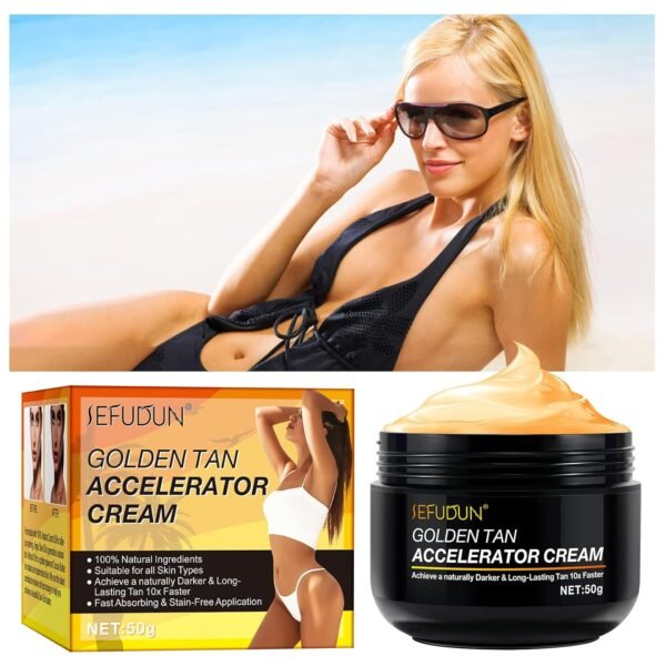 Tanning Gel Cream, 50g Sun Tanning, Soft Brown Intensive Tanning Gel, Tanning Accelerator Cream, Natural Tan Skin with Soft Brown Tanning Lotion For Outdoor Sun