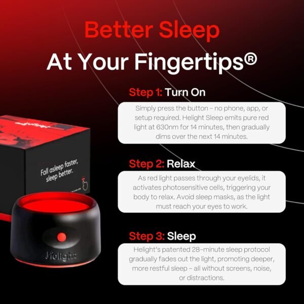 Red Light Therapy Sleep Device – Patented & Award Winning 630nm Pure Red Light Lamp Sleep Aid to Support Deep Relaxation – Red Light for Sleep Lamp Backed by Science for Adults & Kids
