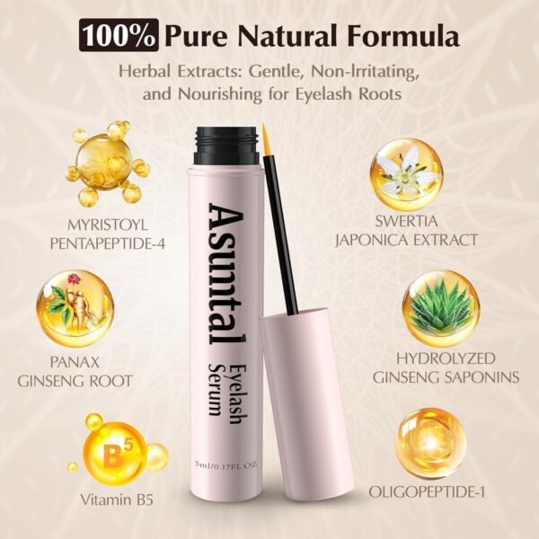 Lash Serum for Eyelash Growth - Advanced Eyelash Growth Serum for Longer, Thicker & Fuller Lashes - Nourishing Vegan Formula, Cruelty-Free & Safe for Sensitive Eyes (5ml)
