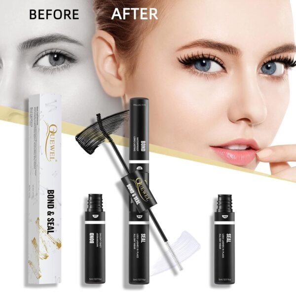 QUEWEL Lash Clusters Bond And Seal, Black Cluster Lashes Glue For DIY Eyelash Extensions, Strong Hold&Waterproof Eyelash Clusters Glue, Gentle Lashes Glue