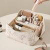 71I-f9KnO-L._AC_SL1500_.jpg EACHY Travel Makeup Bag, Large Capacity Cosmetic Bags for Women, Waterproof Portable Pouch Open Flat Toiletry Bag Pattern Make up Bag (F-Beige)