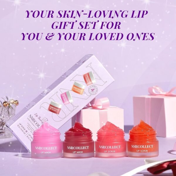 71I0AskIxAL._SL1500_.jpg Lip Scrub & Lip Mask - Overnight Treatment Lip Care Kits with 2 Lip Exfoliator & 2 Sleeping Lip Balm, Intense Hydration Lip Set for Dry Chapped Cracked Lips, Exfoliate & Moisturize (4 Pack)