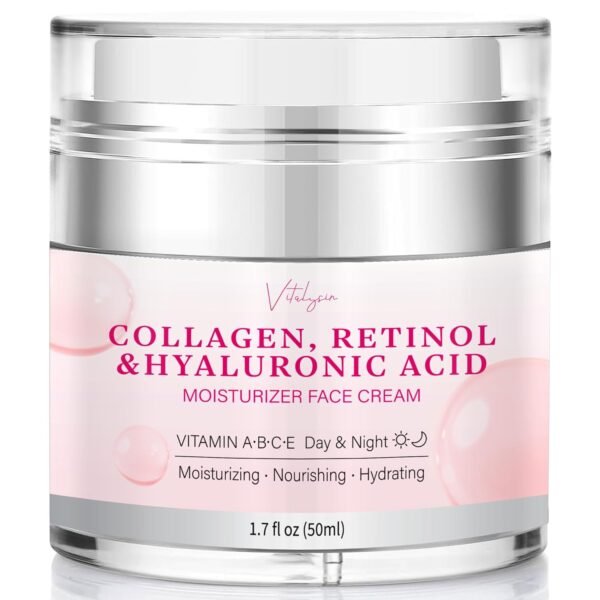 71I4aQM5pyL._SL1500_.jpg Face Moisturizer for Women Anti Aging: Wrinkle Cream with Retinol Collagen and Hyaluronic Acid for Mature and Aging Skin – Facial Moisturizer for Older Women Over 50 and 60 1.7 fl. oz.