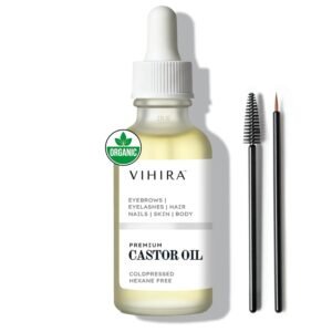 71I7R26yOFL._SL1500_.jpg Premium Organic Castor Oil (2 Fl Oz), Cold Pressed, 100% Pure, Extra Virgin, Hexane Free, Castor Oil for Hair Growth, Eyelash, Eyebrow, Cuticles, Nails, Skin, Belly Button, Muscle & Wellness.