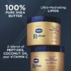 Vaseline Radiant X Deep Nourishment Body Cream 100% Pure Shea Butter, Coconut Oil, Vitamin C, & Peptides 10 oz