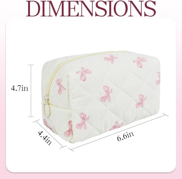71ImVYR9JJL._AC_SL1500_.jpg Quilted Makeup Pouch,Cotton Puffy Makeup Bag, Coquette Cosmetic Bag for Women and Girls, Aesthetic Organizer Bag, Cute Flower Travel Toiletry Bag