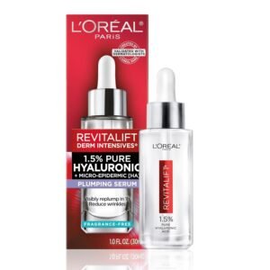 71IoE52LztL._SL1500_.jpg L'Oreal Paris Revitalift 1.5% Pure Hyaluronic Acid Face Serum, Hydrate & Reduce Wrinkles, Fragrance Free 1 oz