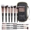 Makeup Brushes, 18 Pcs Professional Premium Synthetic Makeup Brush Set with Case, Foundation Kabuki Eye Travel Make up Brushes sets (Black Gold)