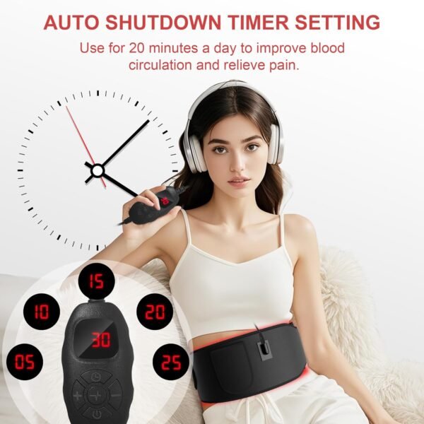 Red Light Therapy for Body:5 Light Levels Infrared Light Heat Therapy Belt Wrap for Back/Waist/Muscle/Pain Relief 660nm & 850nm Led Beads Red Light Therapy Device with Timer