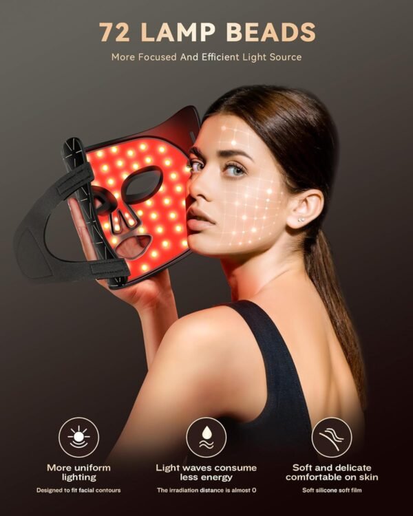FOLOKE LED Light Therapy Mask Skin Care Mask, LED Red Light Therapy 630nm & 830nm Wavelength for Home Use, Body Beauty Machine for Care at Home (luxurious black)