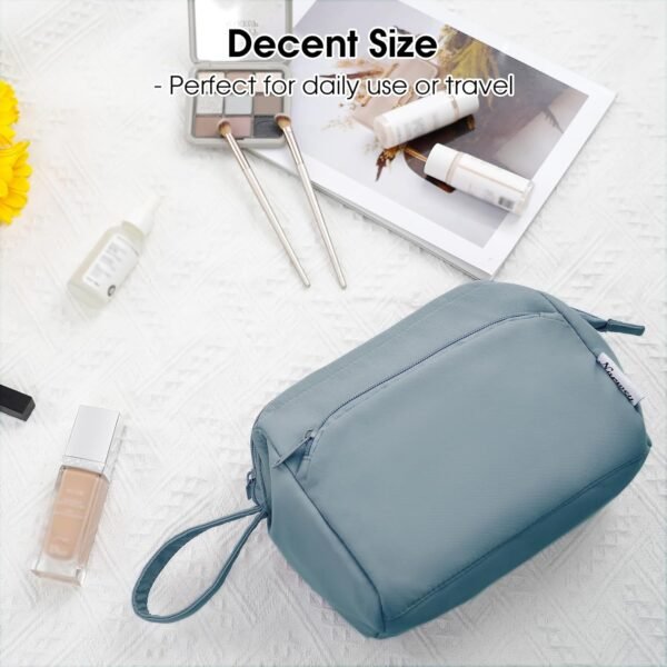 Narwey Wide-open Makeup Bag Women Make up Bag Travel Cosmetic Bag Organizer Toiletry Bag for Cosmetics Toiletries Accessories (Greyish Blue)
