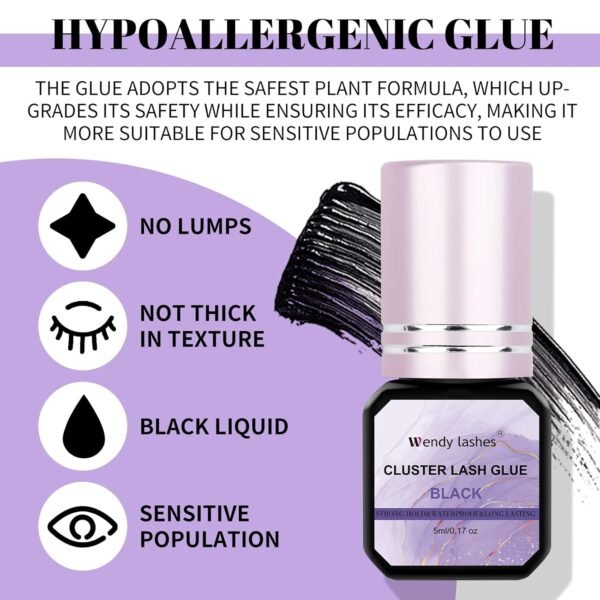 71JJYxuyrAL._SL1500_.jpg Lash Cluster Glue Eyelash Black Sensitive Fast Drying Waterproof Lashes-Glue Individual Long Lasting DIY Lashes Extension Strong Hold-for Using at Home(5ML)