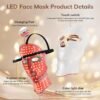 Red Light Therapy Mask for Face,Cordless LED Face Mask Light Therapy,USB C Rechargeable,Infrared Light Therapy Mask for Home Working Travel Yoga Sleep