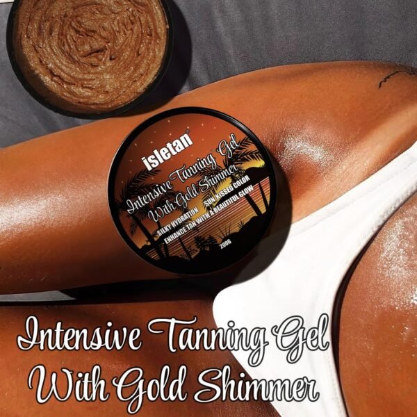 Intensive Tanning Tanning Gel With Gold Shimmer Mango, Extreme Tanning Gel For Outdoor Sun, Ultra Dark Tanning Butter, Tanning Balm For Beach, Solid Carrot Tanning Oil, SPF0, 200g