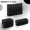 3 Pcs Puffy Makeup Bag Quilted Cosmetic Pouch for Women Cute Checkered Travel Toiletry Bag Puffer Makeup Organizer Purse Pouch Preppy Pencil Case with Zipper